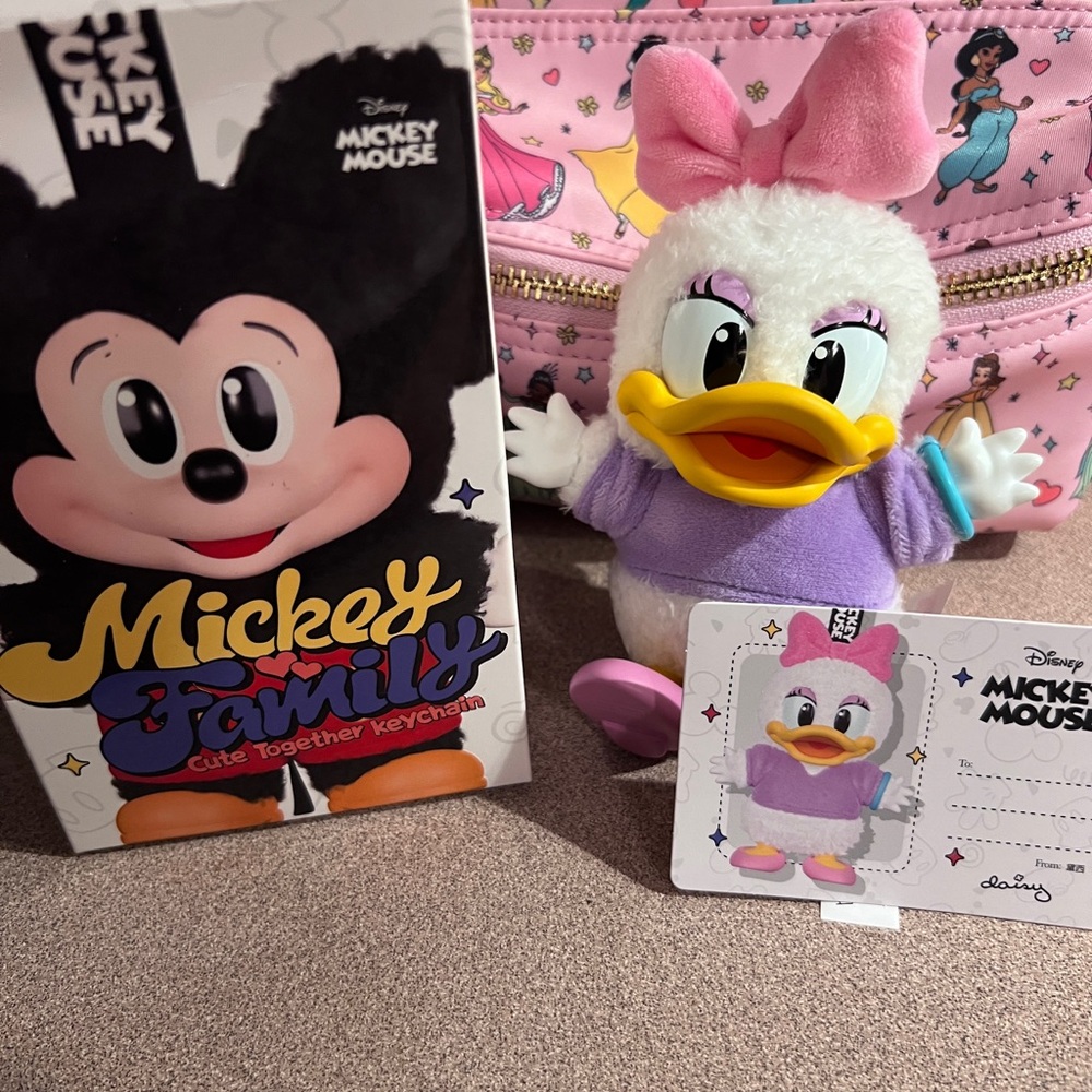 Disney Mickey Family Daisy Duck Plush Keychain - Purple and White